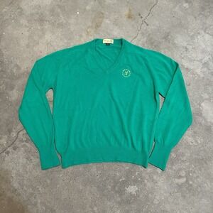 Vintage Izod Sweater Men Green 1988 The US Open Country Club USA Made Acrylic XL